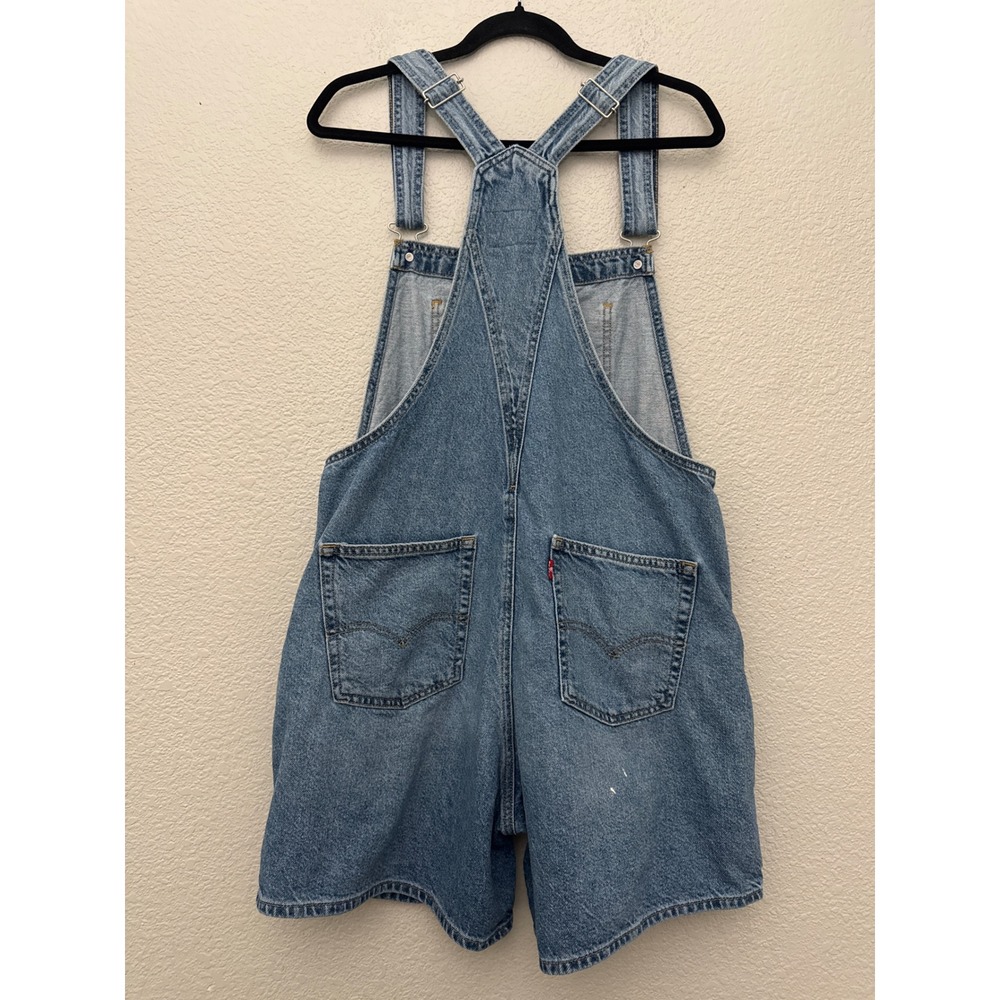 Levi's Womens Medium Denim Shortalls Blue Bib Overall Shorts Adjustable Cotton - Picture 7 of 14